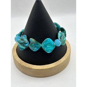Turquoise & Blue Shell Stretch Bracelet